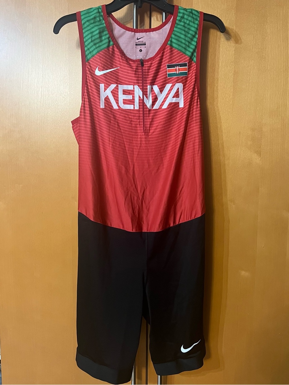 Nike Pro Elite Kenya Olympic Track & Field Speedsuit US L Red Black 898135-XXX